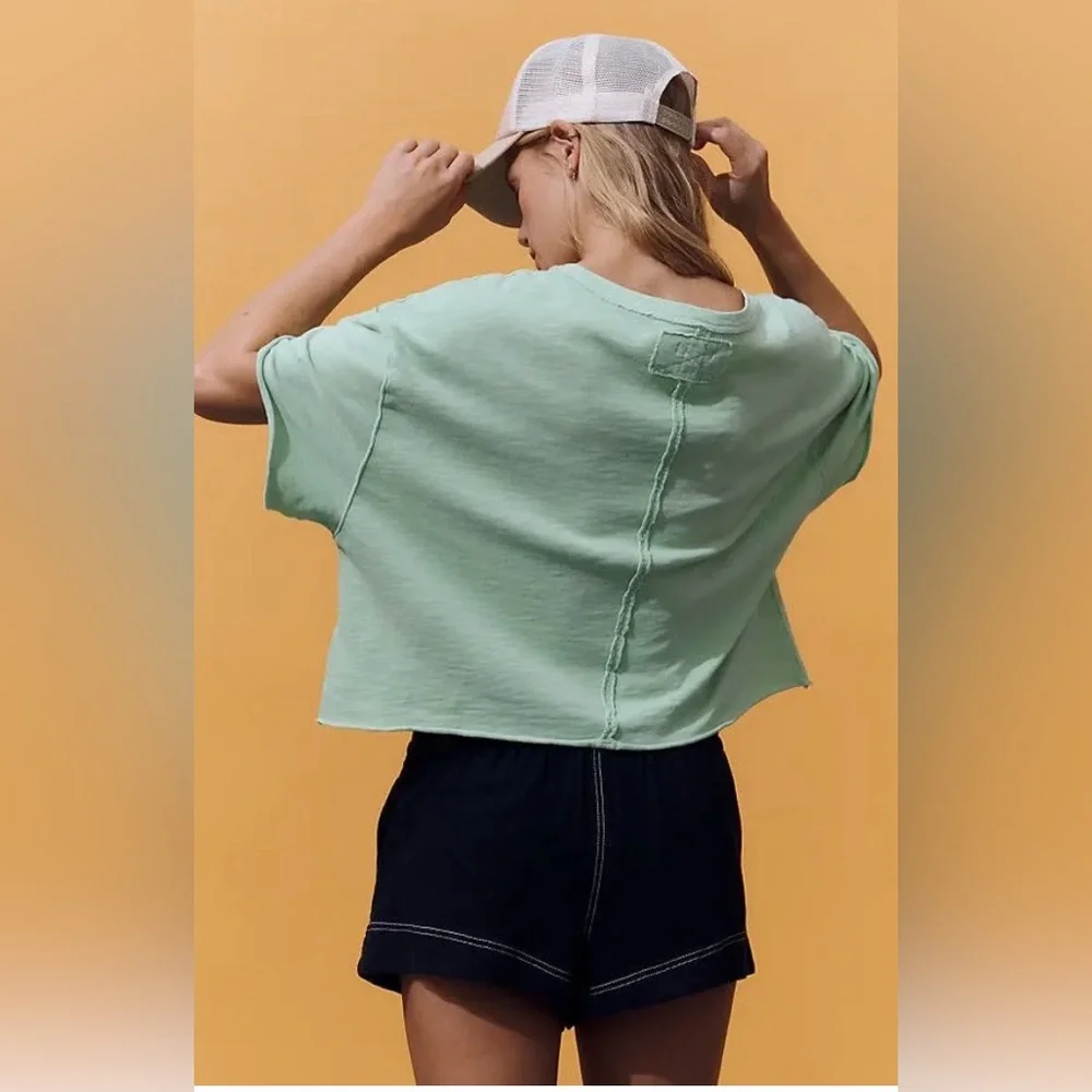 NWT Size S - Pilcro 100% Cotton Boxy Crop Tee Pale Green (NWT US$48) - Picture 3 of 16